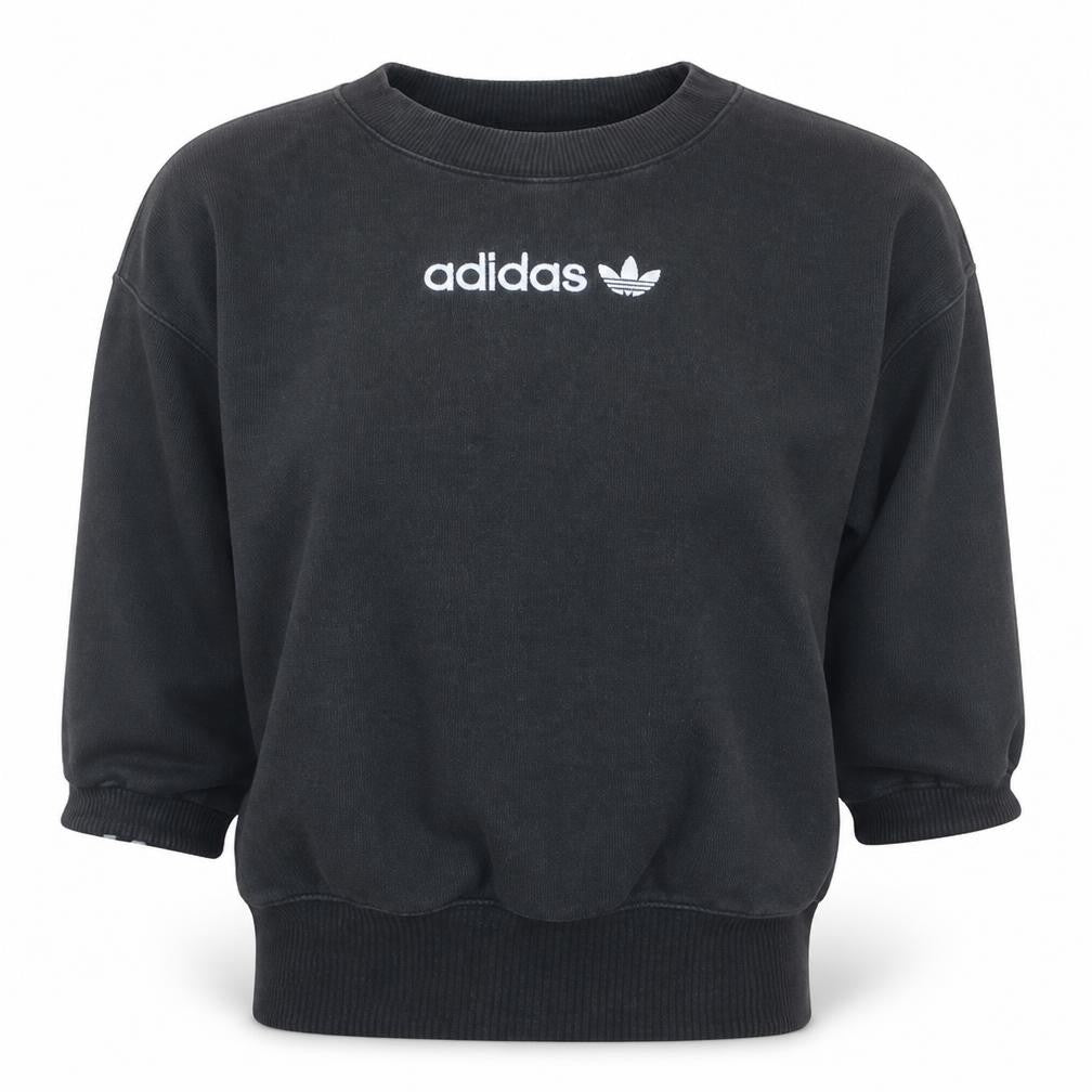 Adidas Womens Black Crew Neck Pullover Sweatshirt UK 4 Logo Detail