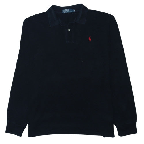 Ralph Lauren Men's Black Long Sleeve Cotton Polo Shirt Size L