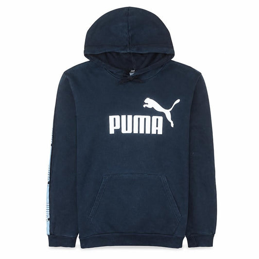 Puma Men's Black Small Pullover Hoodie with Logo Print