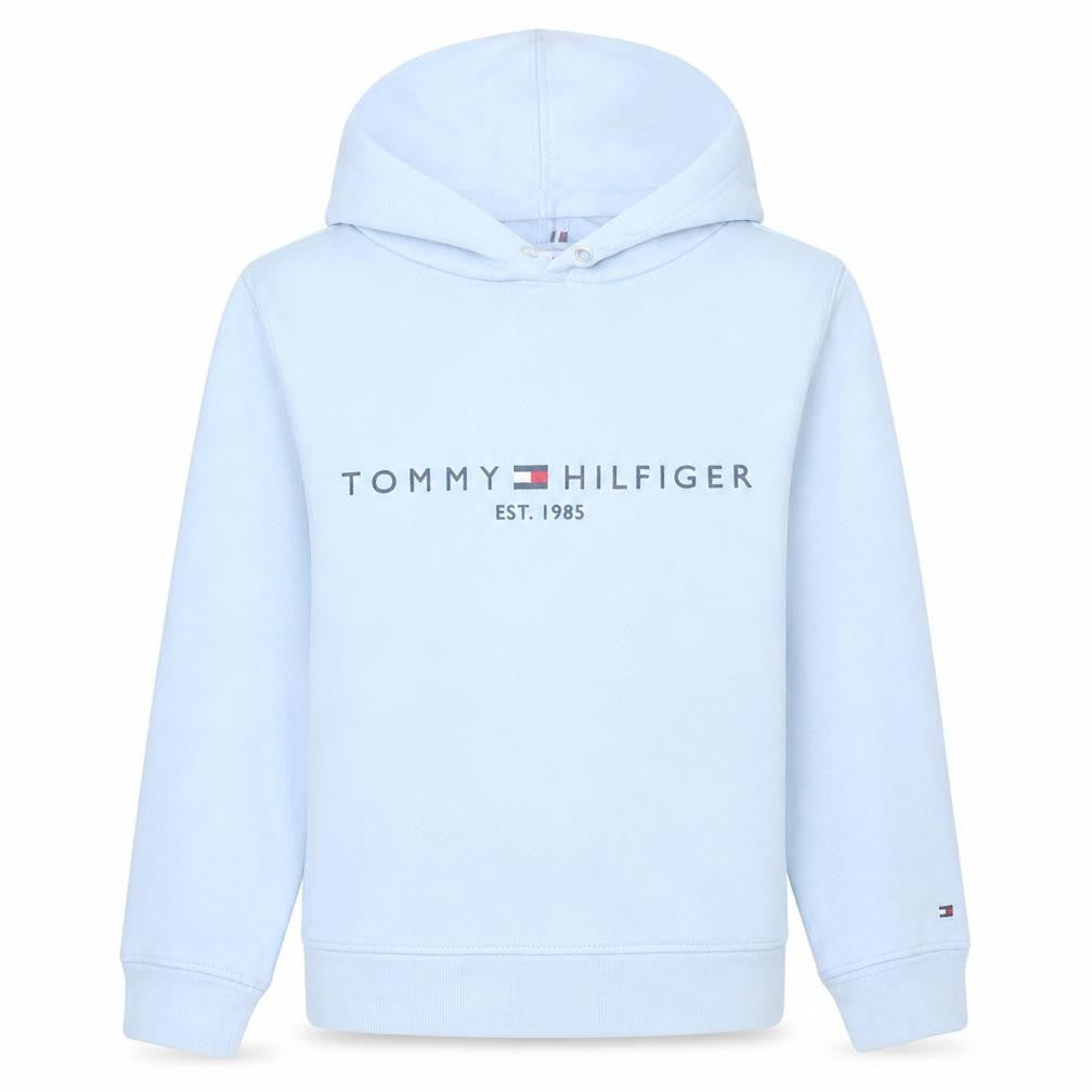 Tommy Hilfiger Womens Light Blue XS Pullover Hoodie Logo Cotton Blend