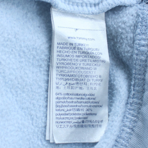 Tommy Hilfiger Womens Light Blue XS Pullover Hoodie Logo Cotton Blend