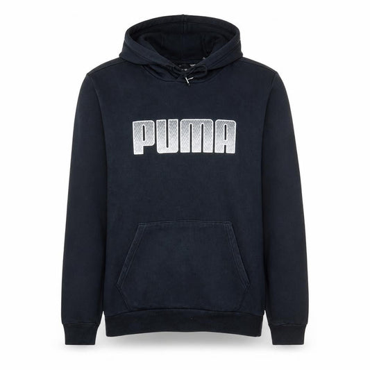 Puma Mens Black L Pullover Hoodie with Logo Print