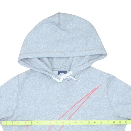 Nike Women Grey Hooded Pullover Hoodie L Cotton Blend