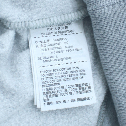 Nike Women Grey Hooded Pullover Hoodie L Cotton Blend