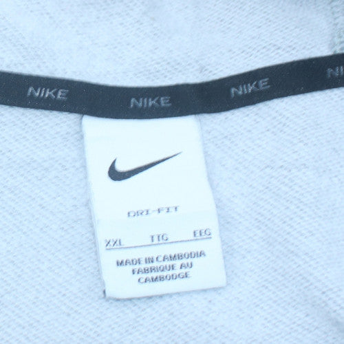 Nike Men's Grey Full Zip Dri-FIT Hoodie 2XL Sportswear