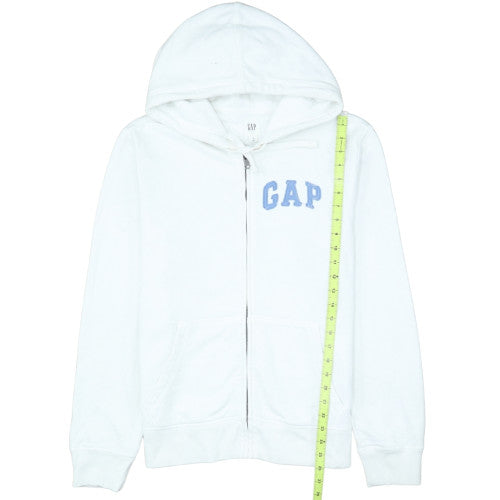 GAP Mens White Full Zip Hoodie M USA Flag Logo Sweatshirt