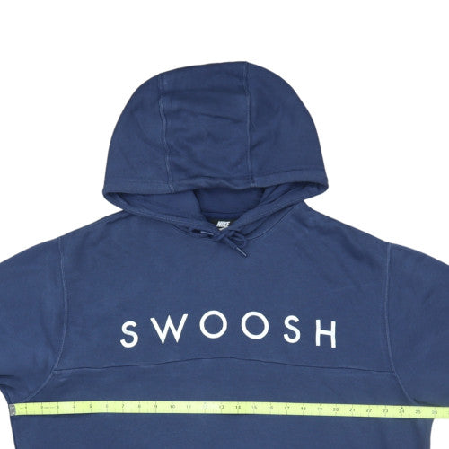 Nike Women's Blue Pullover Hoodie L Swoosh Logo Cotton Blend