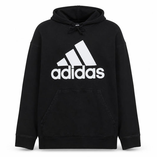 Adidas Men's Black XL Pullover Hoodie with Logo and Pockets