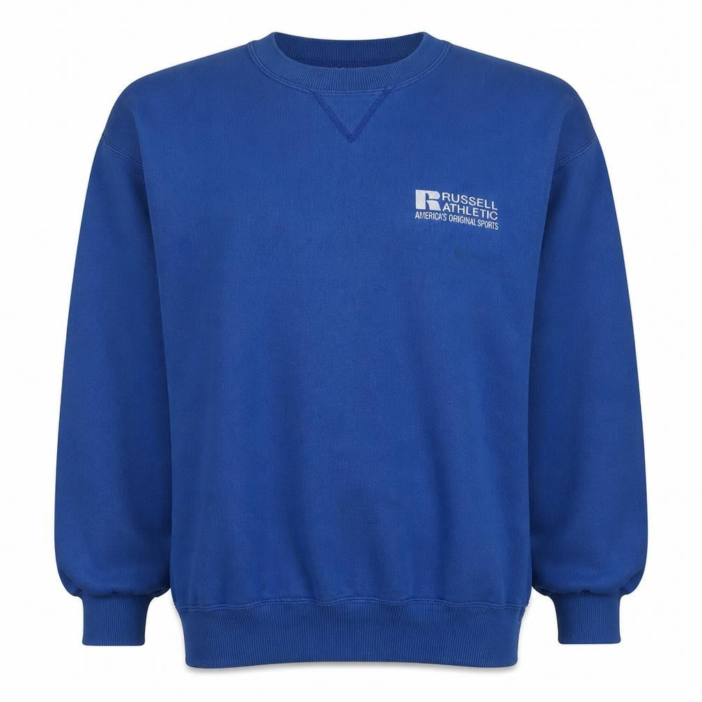 Russell Athletic Men's Blue Pullover Sweatshirt L Crew Neck Fleece Vintage