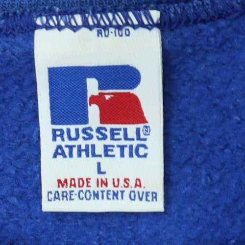 Russell Athletic Men's Blue Pullover Sweatshirt L Crew Neck Fleece Vintage