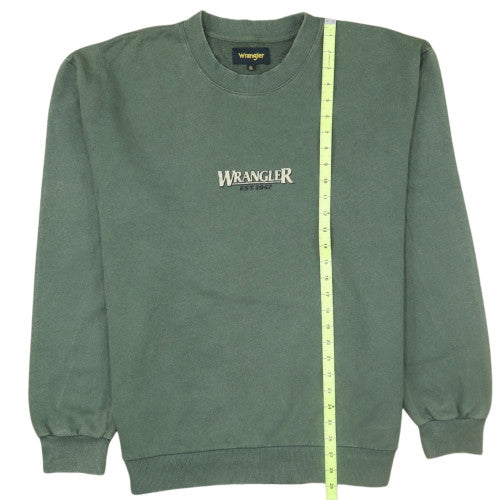 Wrangler Mens Green XL Crew Neck Cotton Sweatshirt Classic Logo