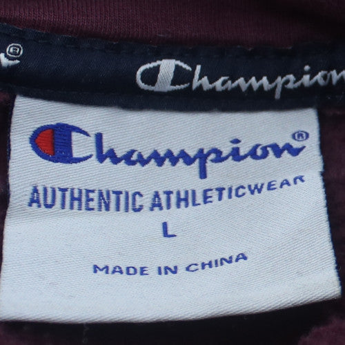Champion Men's Burgundy Hoodie L Pullover Athletic Logo Cotton Blend