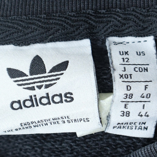 Adidas Womens Black Cotton Crew Neck Pullover Sweatshirt UK 12