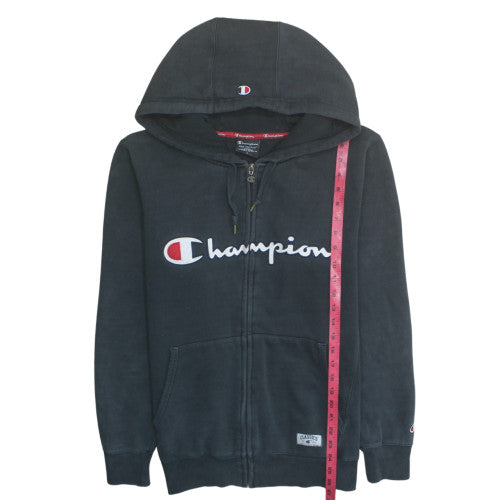 Champion Mens Black Full Zip Hoodie M Regular Fleece Sportswear