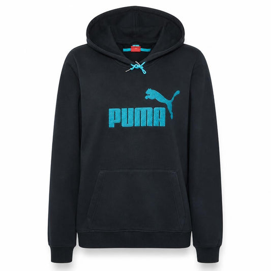 Puma Womens Black Pullover Hoodie M Cotton Blend Logo Hooded Sweatshirt