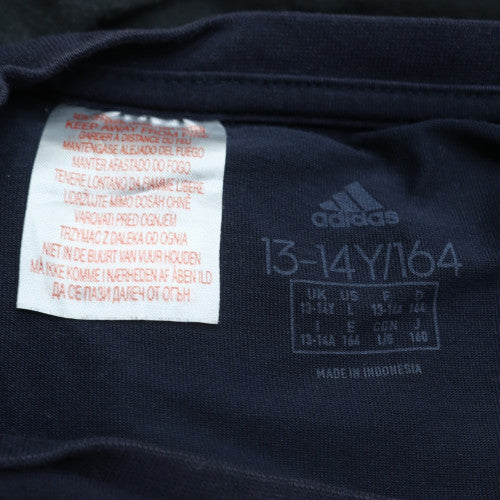 Adidas Boys Navy Blue Short Sleeve T-Shirt 13-14 Years Graphic Logo Print