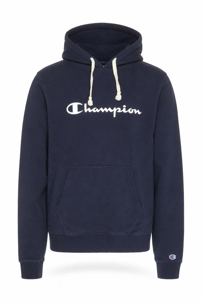 Champion Men's Blue Pullover Hoodie M Logo Fleece Sweatshirt