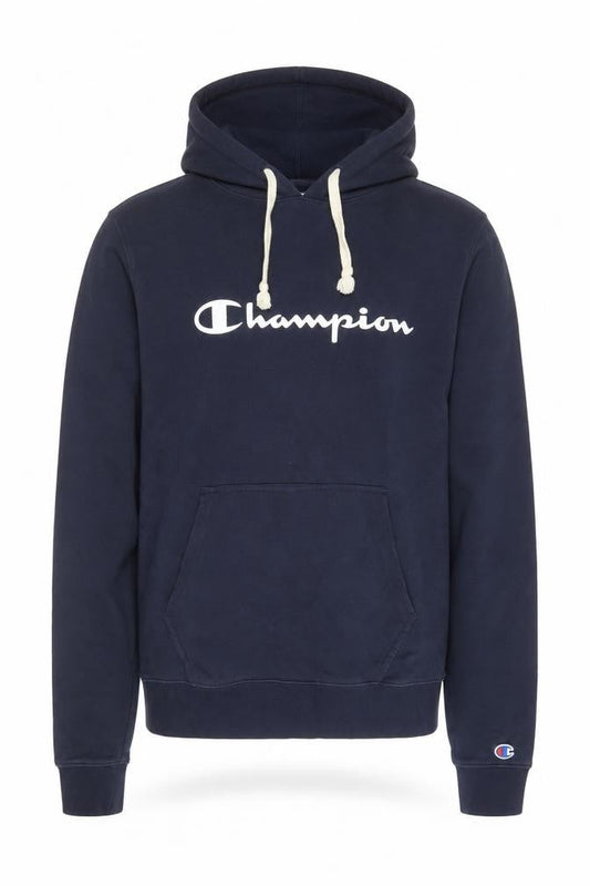 Champion Men's Blue Pullover Hoodie M Logo Fleece Sweatshirt