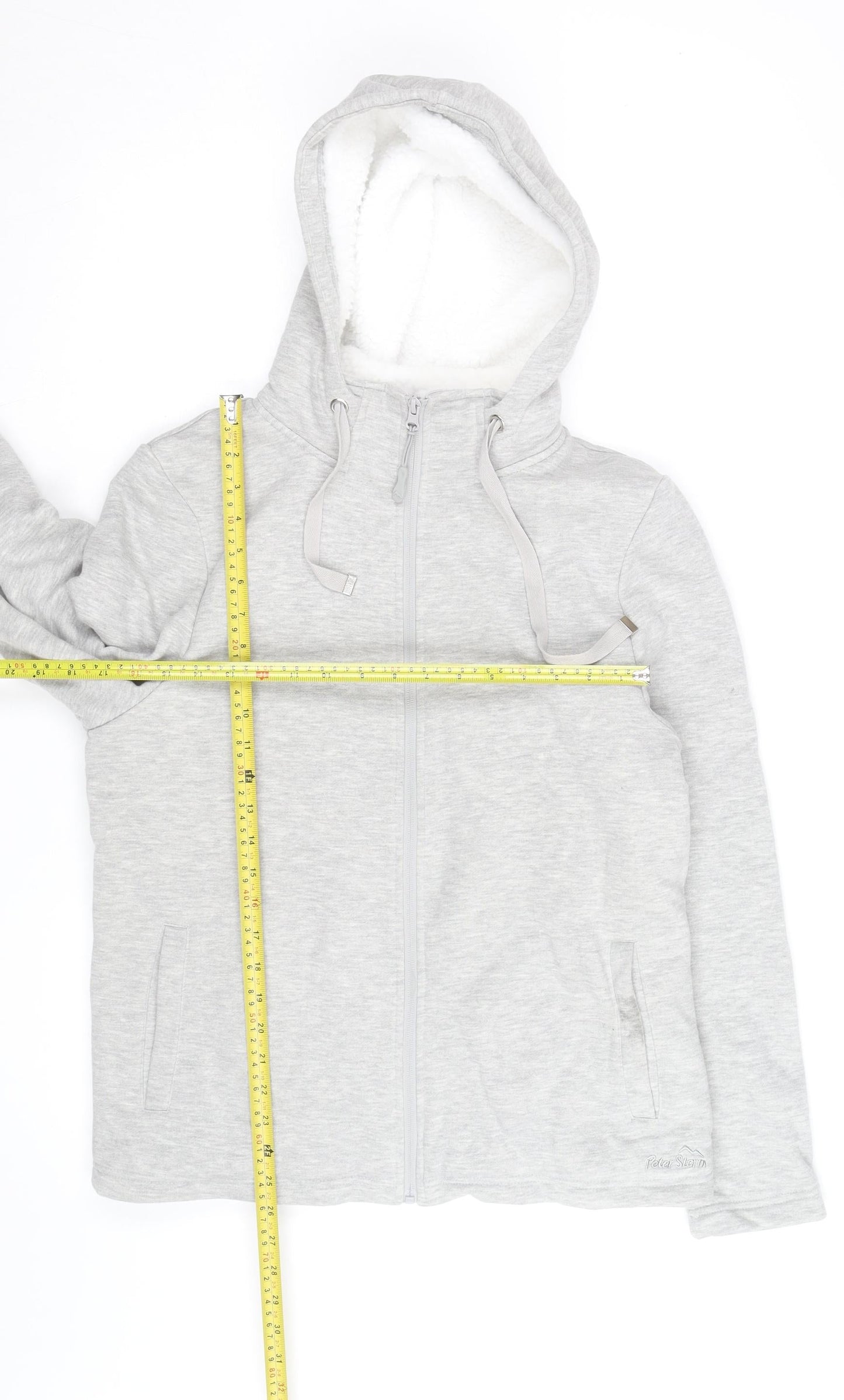 Peter Storm Womens Grey Full Zip Hoodie Size 14 Fleece Lined