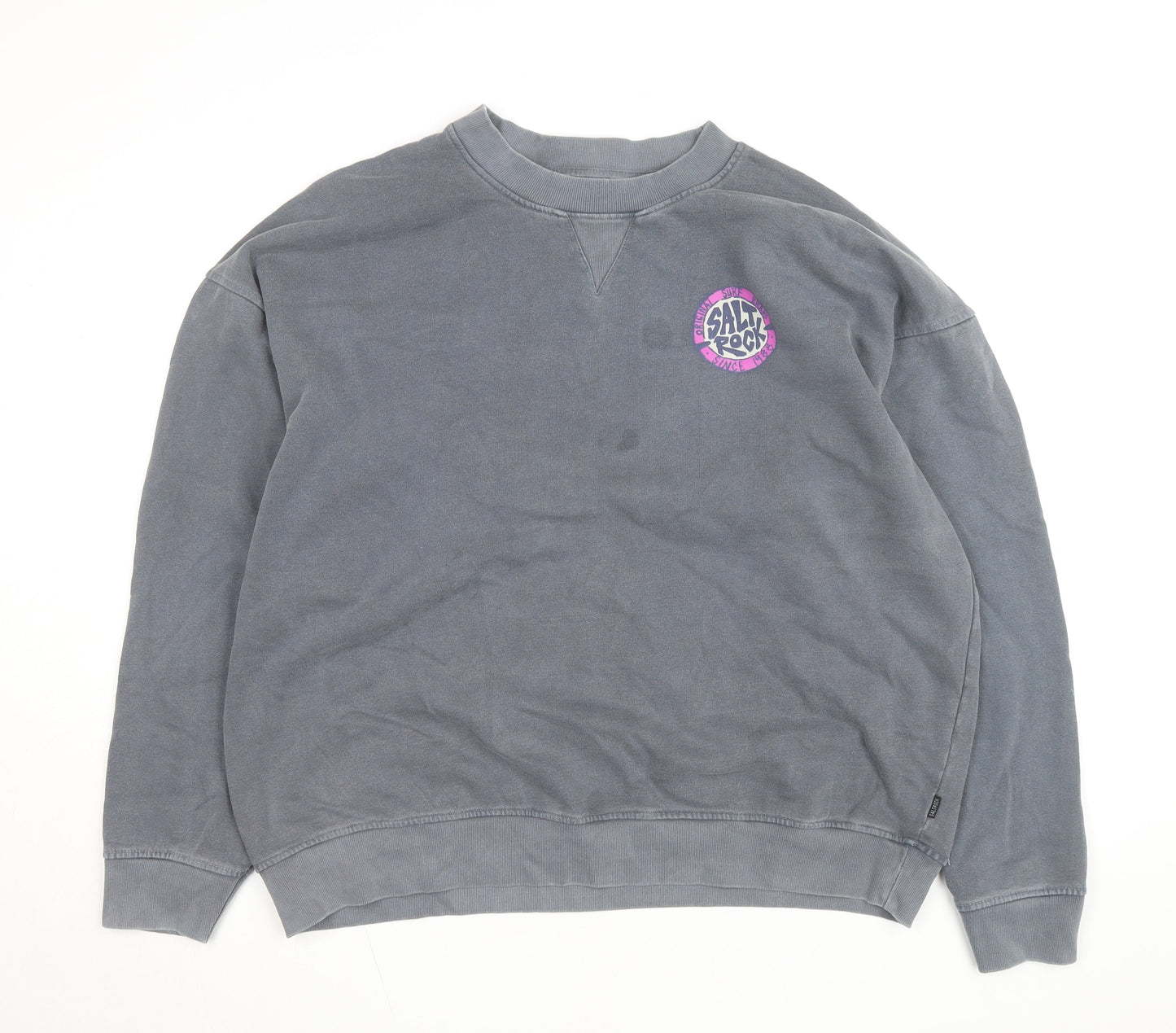 Saltrock Men's Grey L Pullover Fleece Sweatshirt Surf Logo