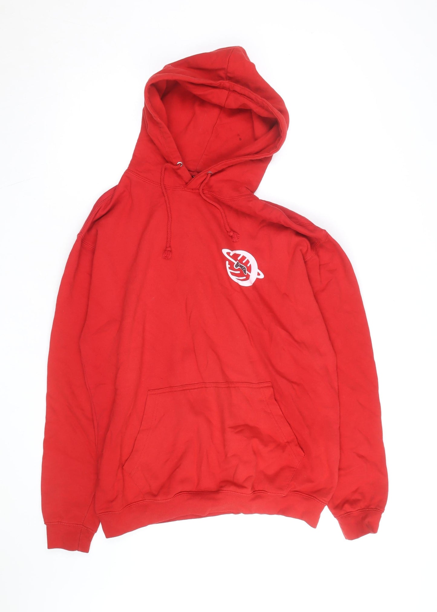 Seven Squared Mens Red Pullover Hoodie Large Graphic Print Cotton