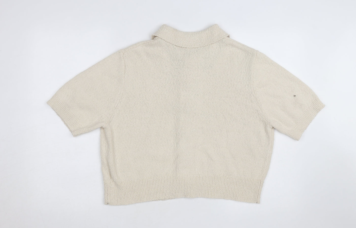 Marks and Spencer Womens Beige Collared Short Sleeve Cardigan L