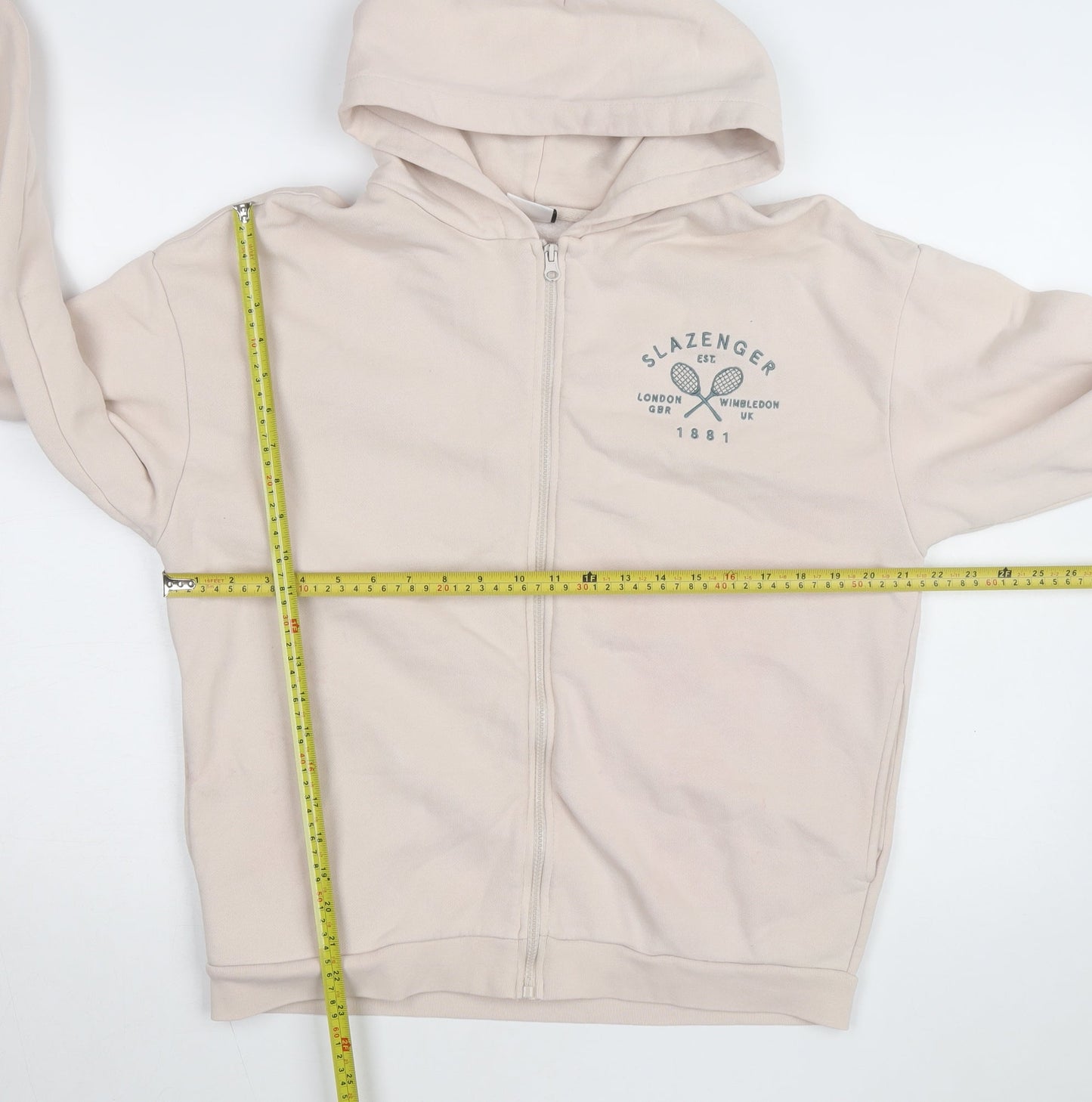 Slazenger Womens Beige Full Zip Hoodie Size 8 Cotton Blend