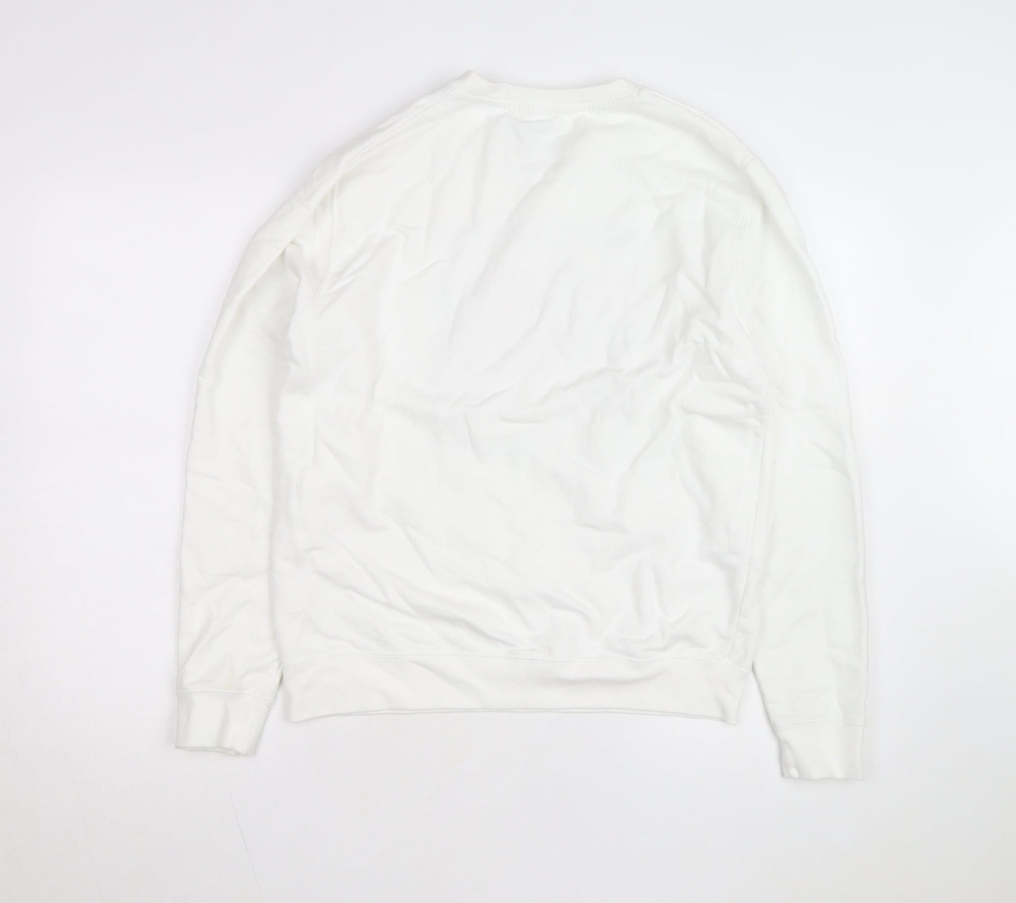 Coca-Cola Men's White Christmas Santa Crew Neck Sweatshirt M