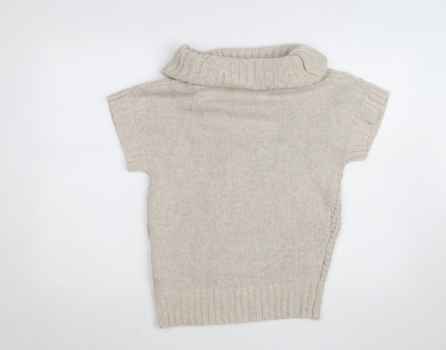 Esprit Women Beige Short Sleeve Roll Neck Chunky Knit Jumper M