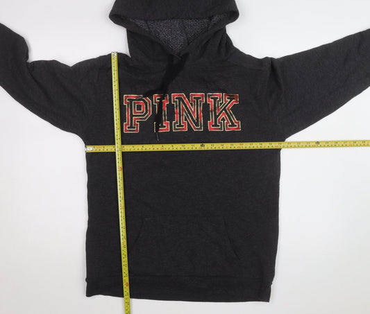 Victoria's Secret PINK Womens Charcoal Pullover Hoodie XS Fleece Lined