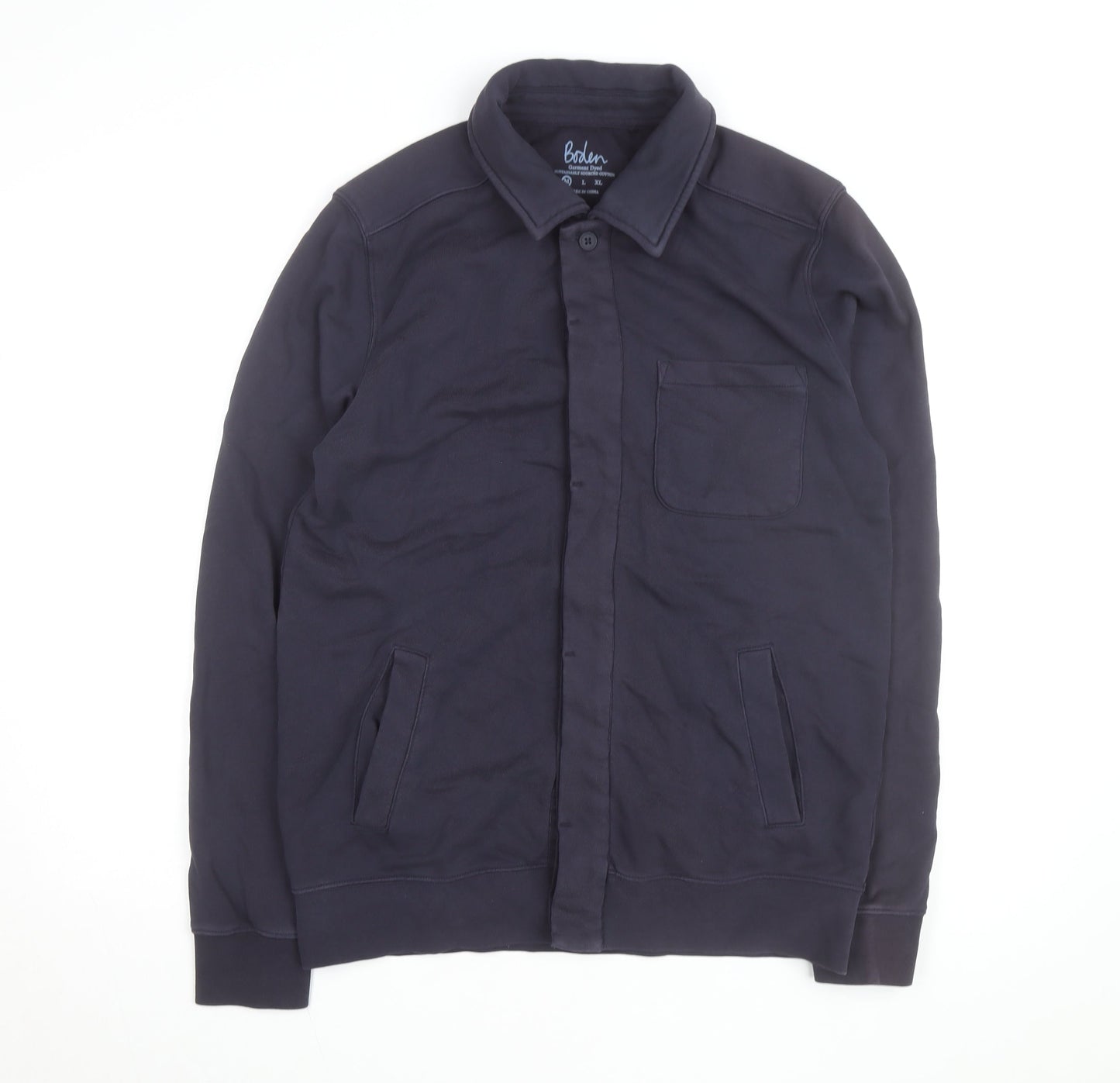Boden Men’s Blue Cotton Button-Up Overshirt M Regular Fit