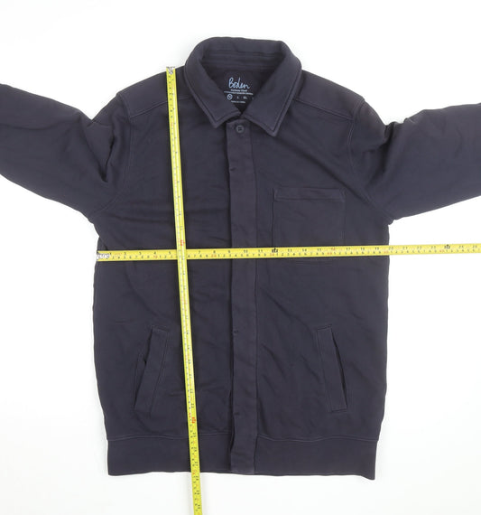 Boden Men’s Blue Cotton Button-Up Overshirt M Regular Fit