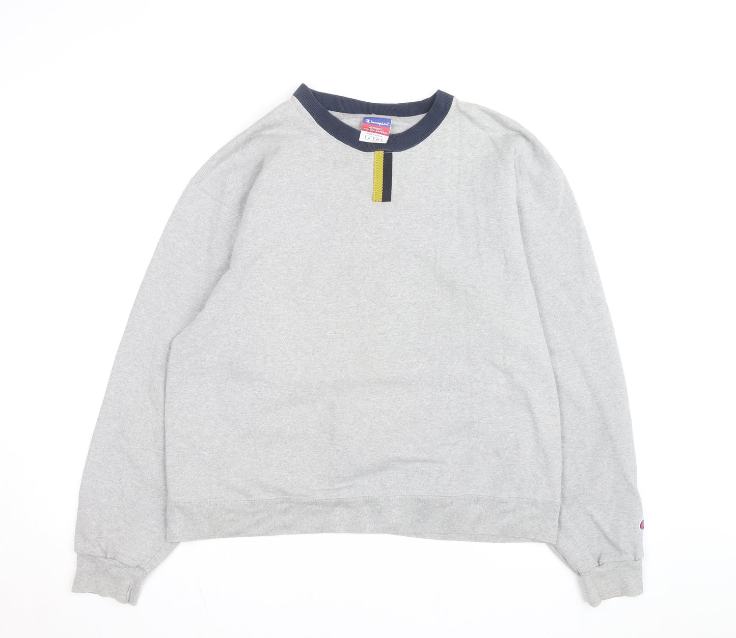 Champion Mens Grey Pullover Sweatshirt L Regular Fit Crew Neck