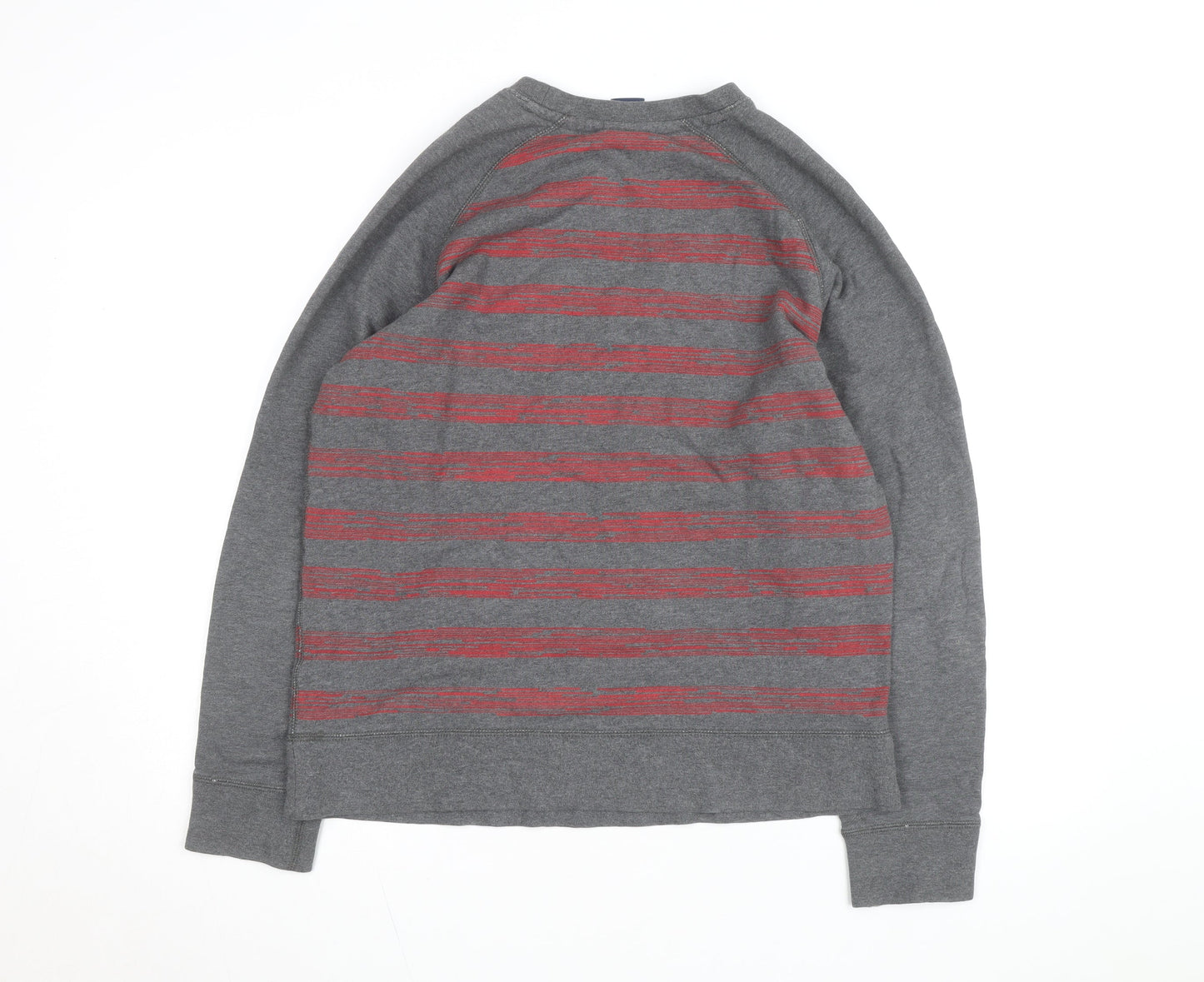 Nike Mens Grey Red Striped Crew Neck Pullover Sweatshirt L
