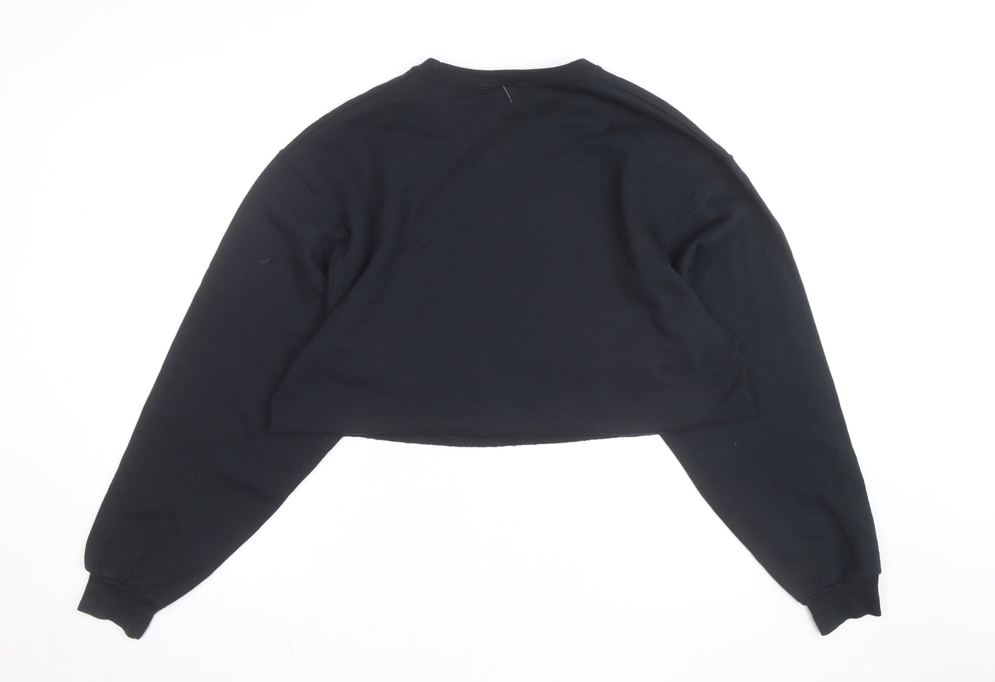 Disney Womens Black L Cropped Mickey Mouse Graphic Sweatshirt