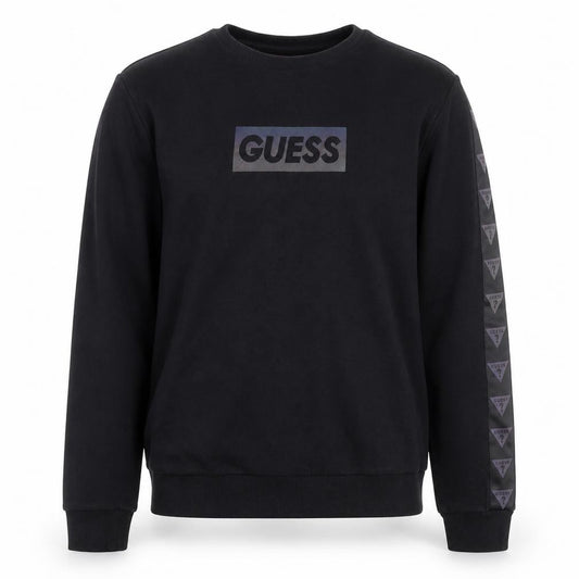 Guess Men's Black Logo Crew Neck Sweatshirt Medium