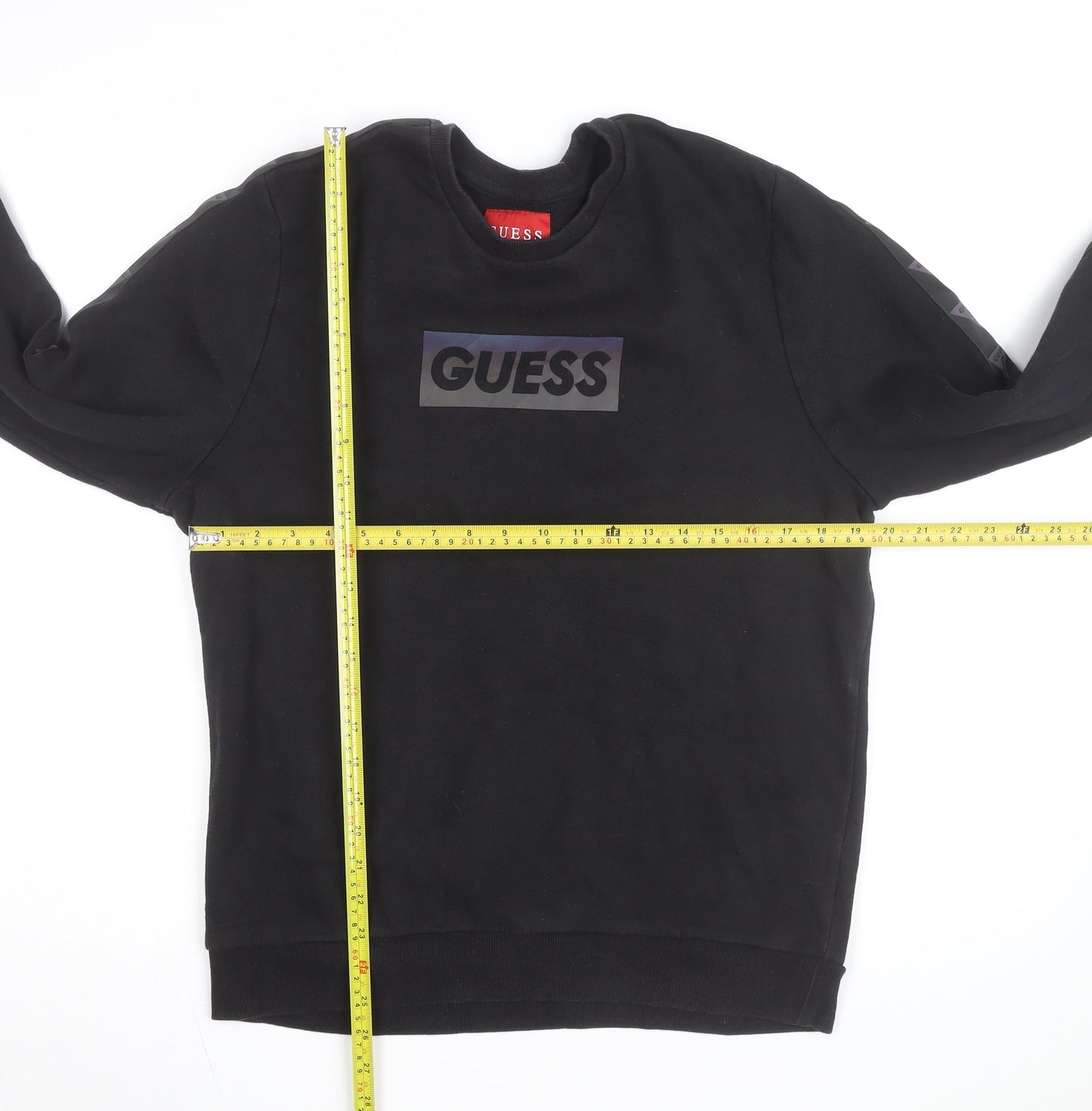 Guess Men's Black Logo Crew Neck Sweatshirt Medium