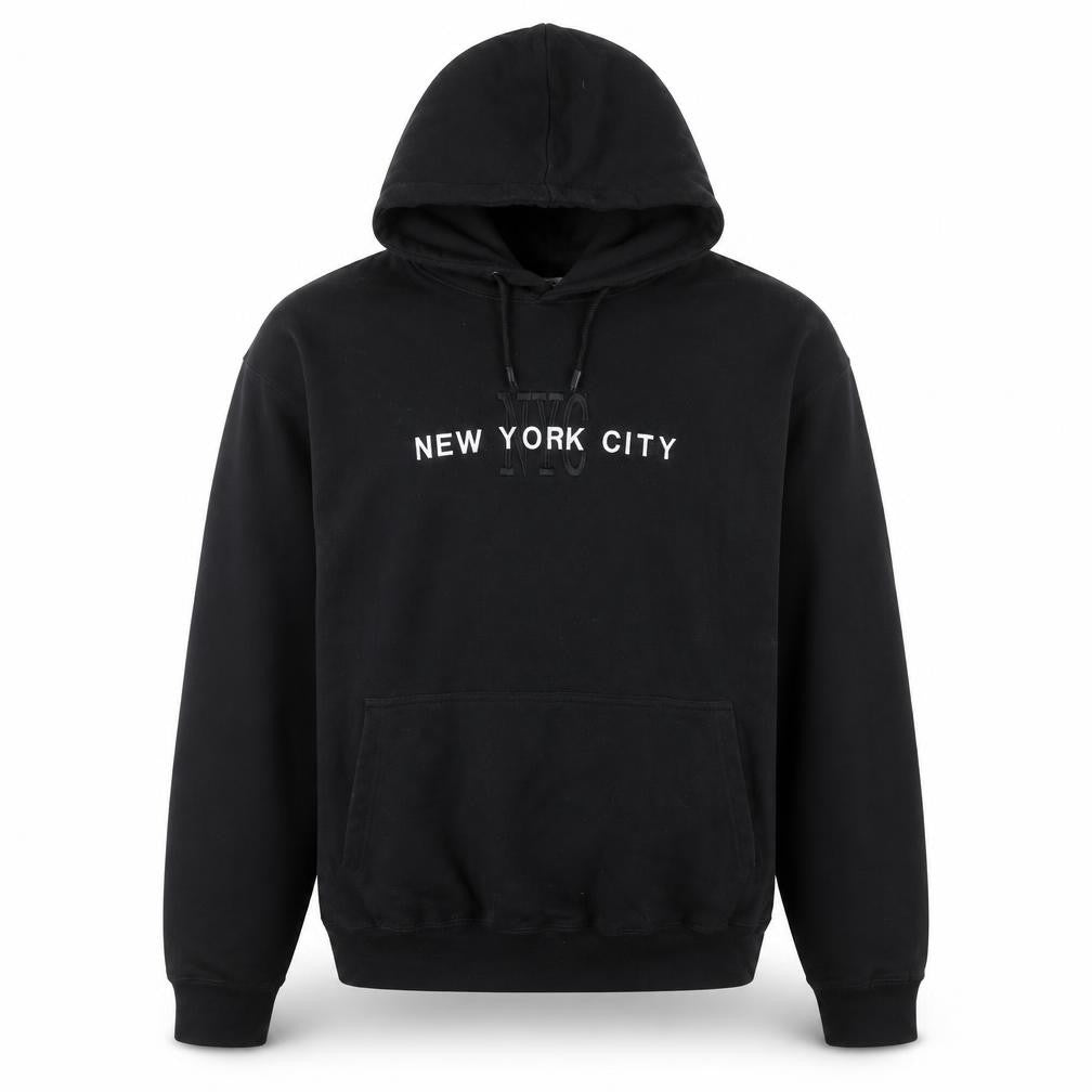 NYC Men's Black Pullover Hoodie L Embroidered New York City Sweatshirt