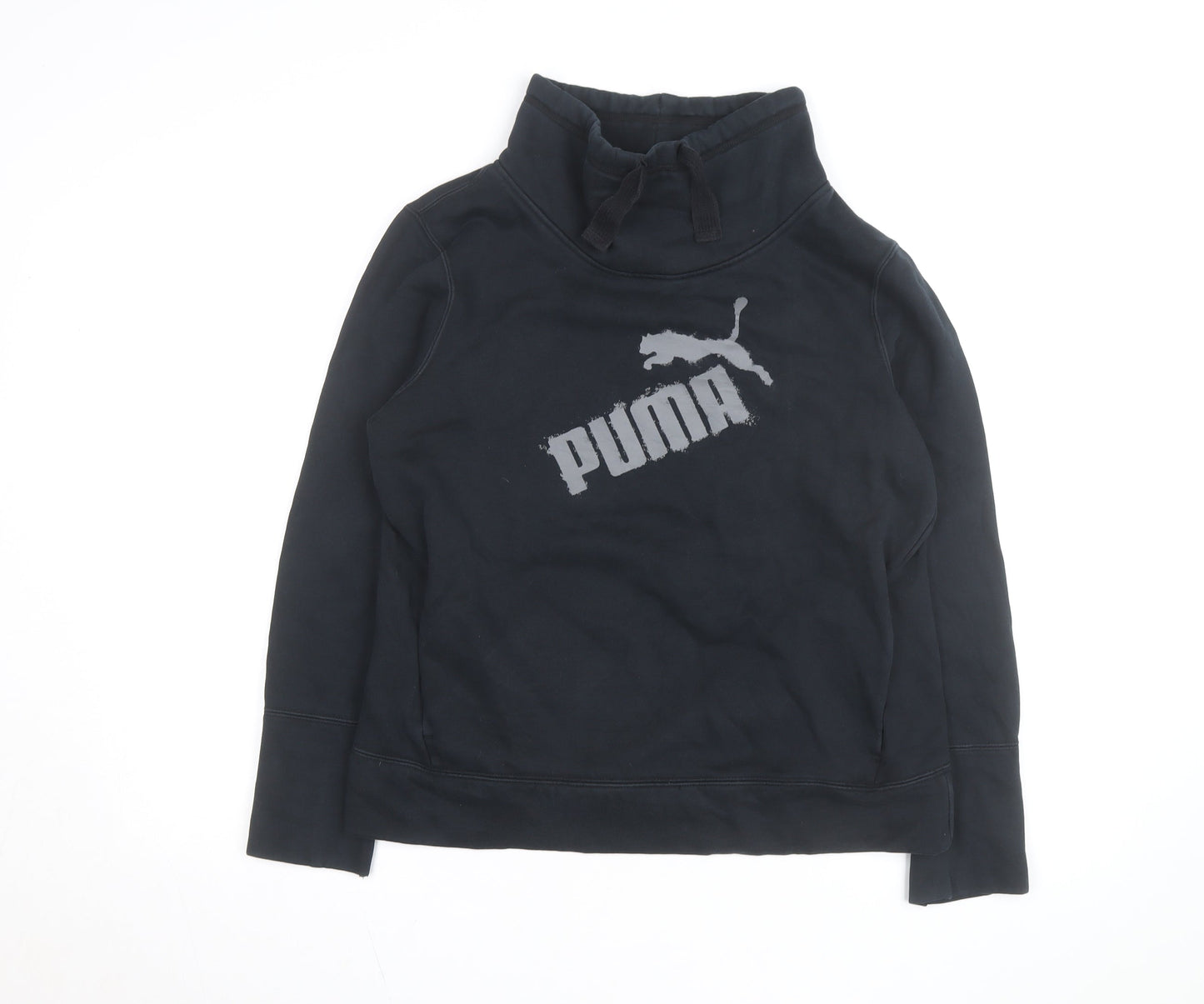 Puma Men's Black L Pullover Sweatshirt High Neck Logo Fleece