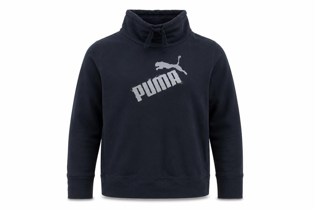 Puma Men's Black L Pullover Sweatshirt High Neck Logo Fleece