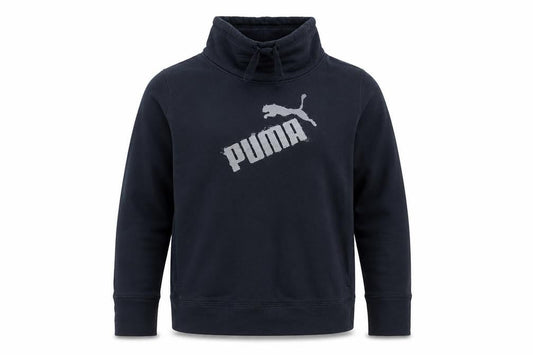 Puma Men's Black L Pullover Sweatshirt High Neck Logo Fleece