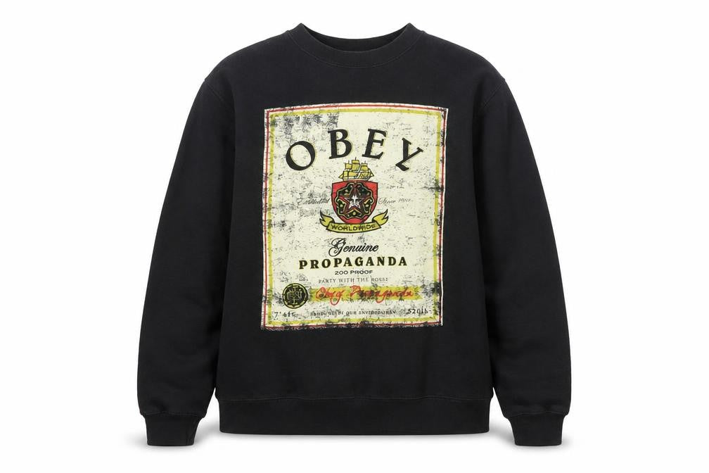 Obey Men's Black Small Pullover Graphic Sweatshirt