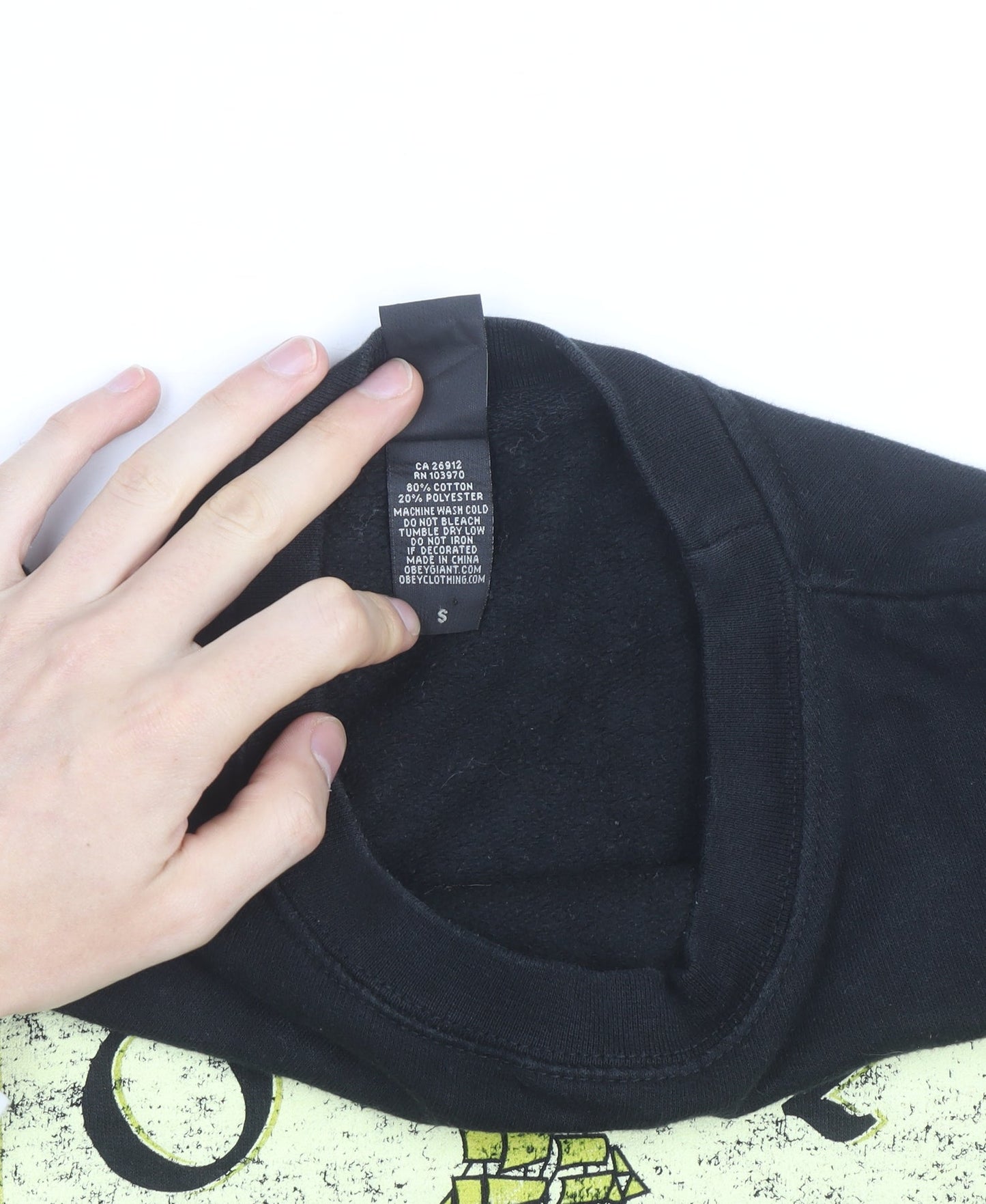 Obey Men's Black Small Pullover Graphic Sweatshirt