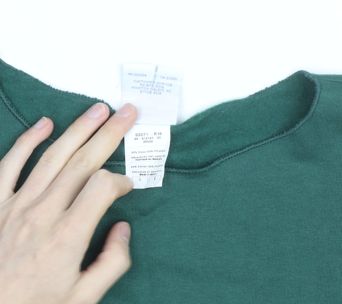 Champion Men's Green Pullover Sweatshirt L Regular Fit Crew Neck