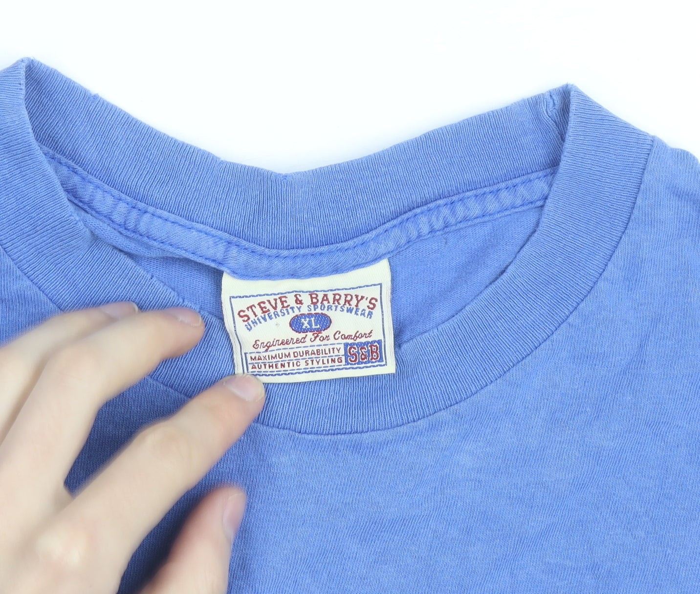 Steve & Barry’s Men Blue DUKE Long Sleeve Cotton Crew Neck Top XL