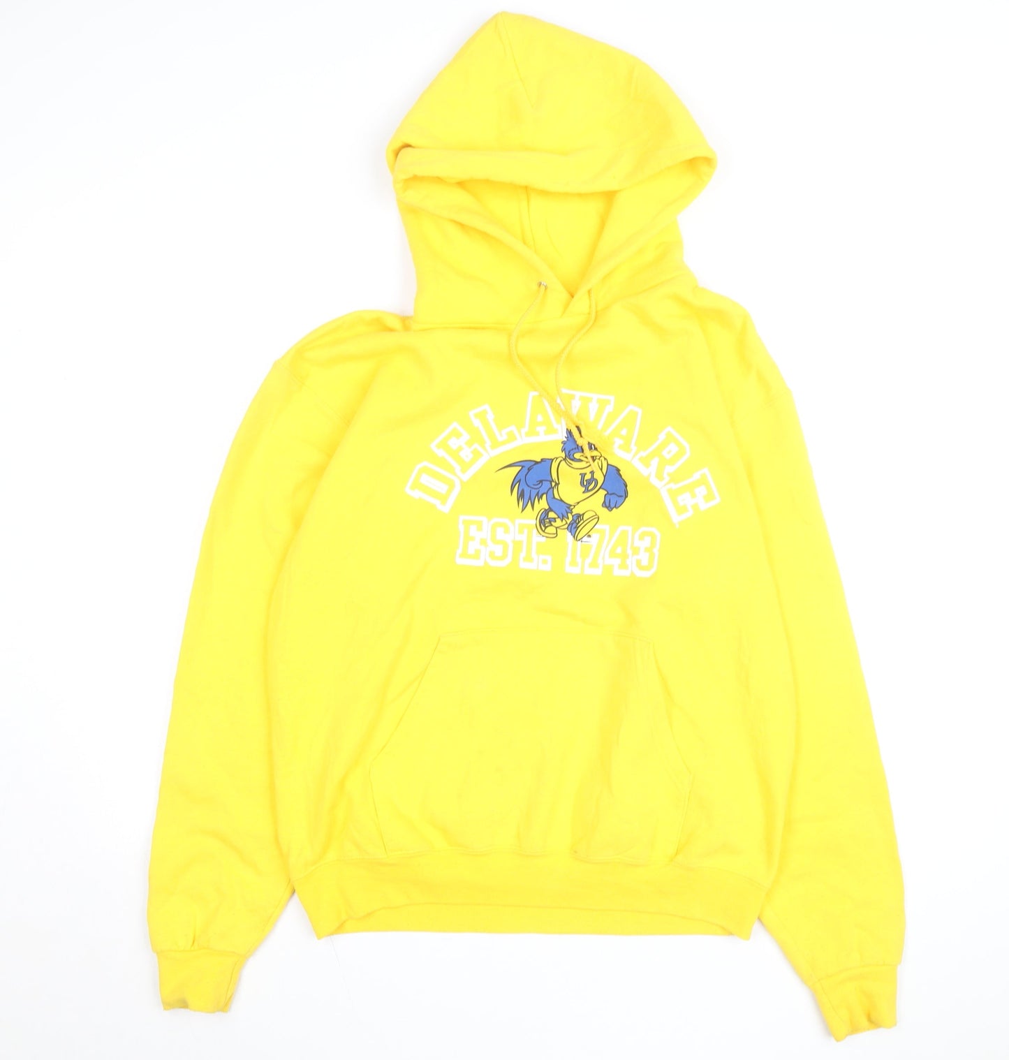Champion Men's Yellow Delaware Pullover Hoodie M Graphic Fleece