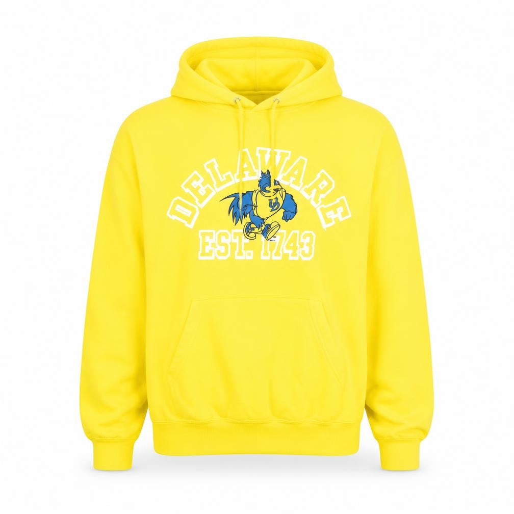 Champion Men's Yellow Delaware Pullover Hoodie M Graphic Fleece