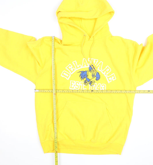 Champion Men's Yellow Delaware Pullover Hoodie M Graphic Fleece