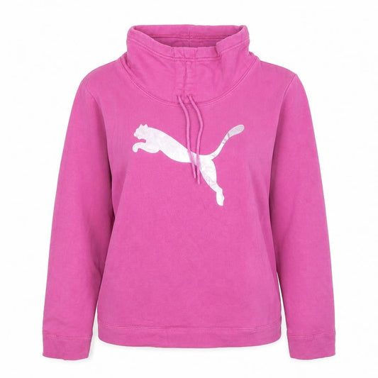 Puma Women Pink Hooded Pullover Sweatshirt Size 12 UK Cotton Blend