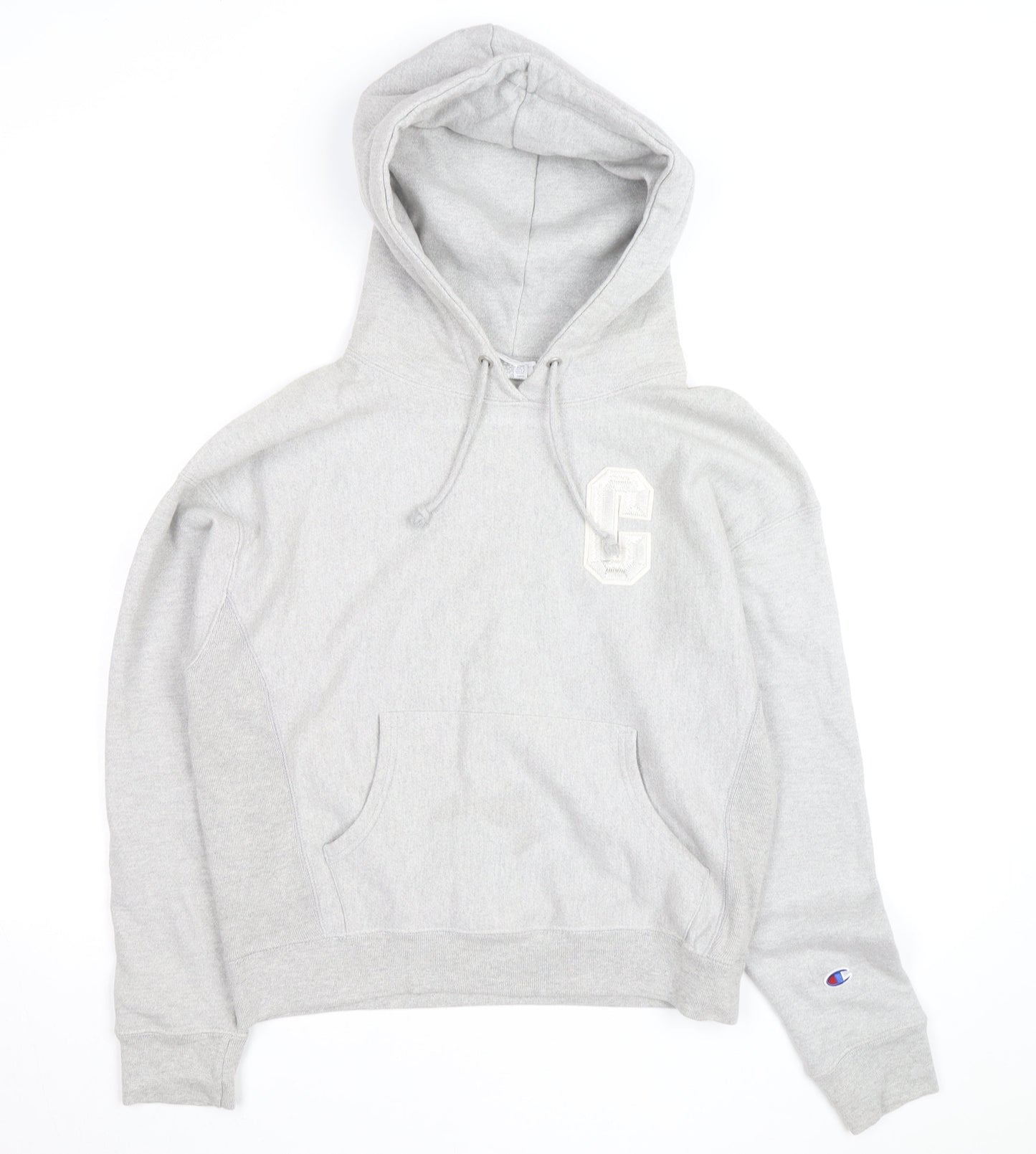 Champion Mens Grey Pullover Hoodie L Reverse Weave Embroidered Logo